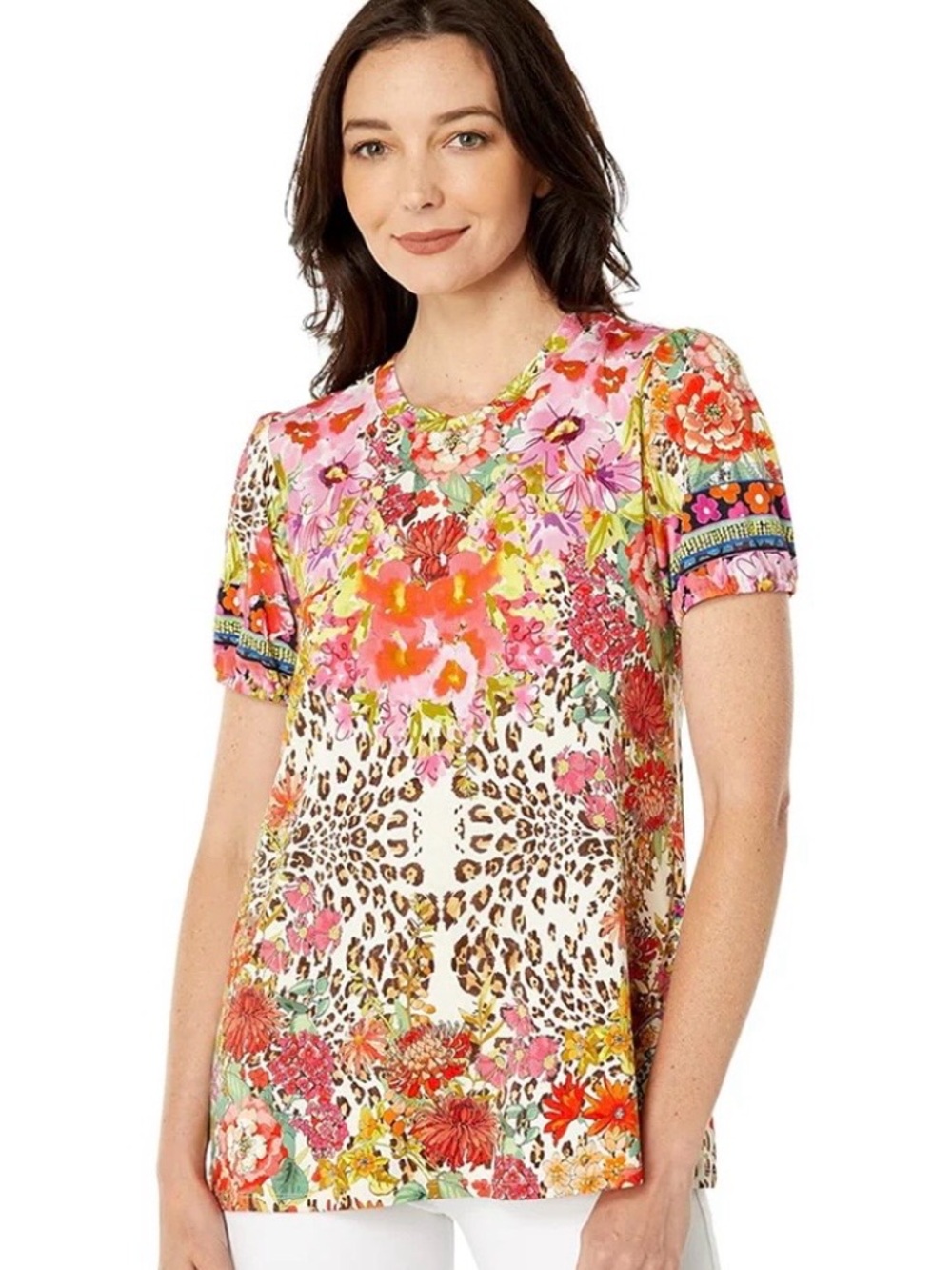 Johnny Was Puff Sleeve Tee in Wild Garden. Size XXL. EUC. - Picture 4 of 15